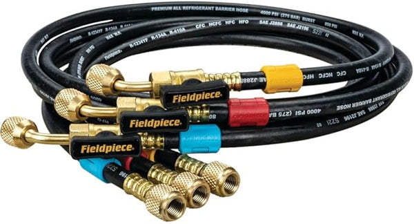 Fieldpiece HR3B Ball Valve Refrigerant Hose Set (3) with Color Tags - 1/4" x 1/4" (5'