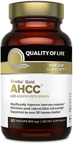 Quality of Life Premium Kinoko Gold AHCC Supplement - 60 Veg Capsules